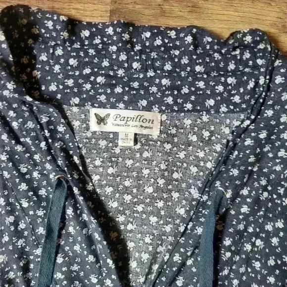 Papillon Navy/White Floral Print Bubble Hem Dress Size M - Picture 3 of 7